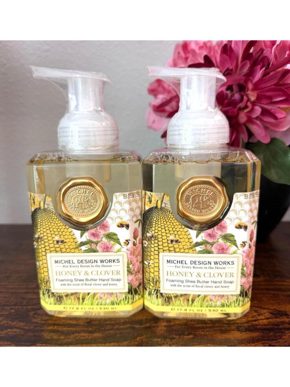 Michel Design Works Set of 2 HONEY & CLOVER  Foaming Hand Soap 17.8 fl oz Sealed